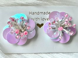 Eleganter Ohrstecker  - Perlen & Pailletten -Handmade - Neu!