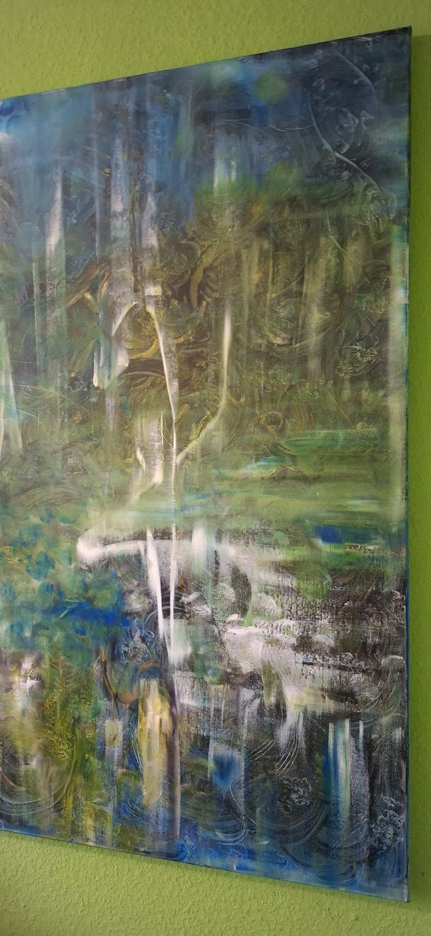 Tableaux: Gemälde "Schwanenlicht" handmade 80×100 – Neuf (Voir description) à Riehen par Steinbock1970 3