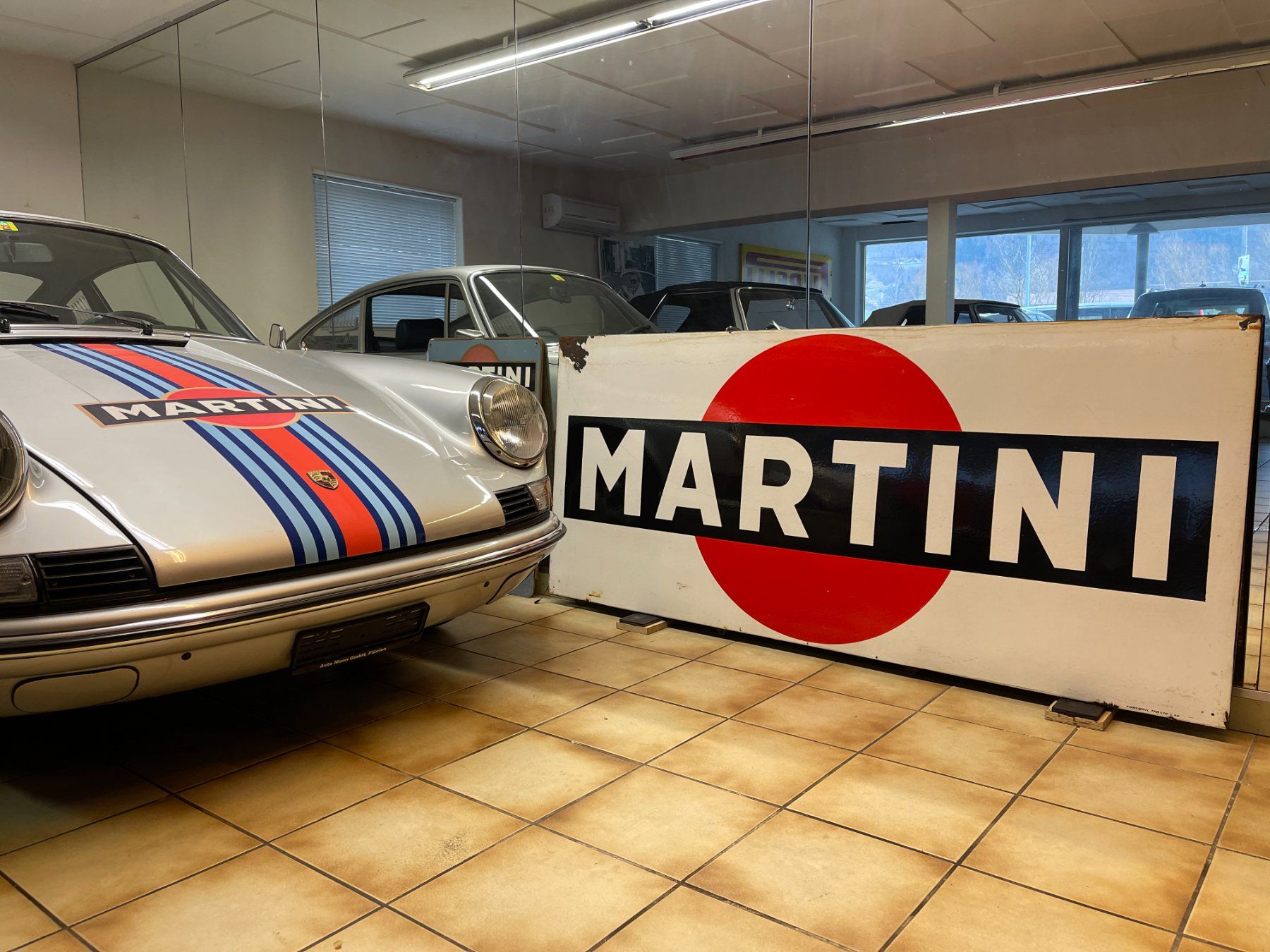 Martini Insegne: Original grosse seltene Martini Email Tafel 2 Meter Länge – Usato da Flüelen venduto da pagode2 4