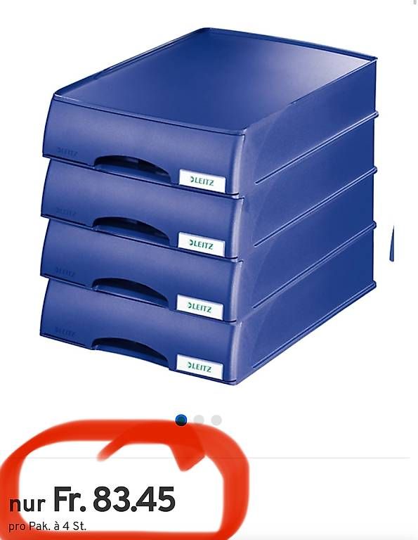 Leitz Raccoglitori: LEITZ Ablagekorb Plus, A4, Kunststoff, 4Stk. blau – Nuovo e nell'imballaggio originale da Necker venduto da liq24 1