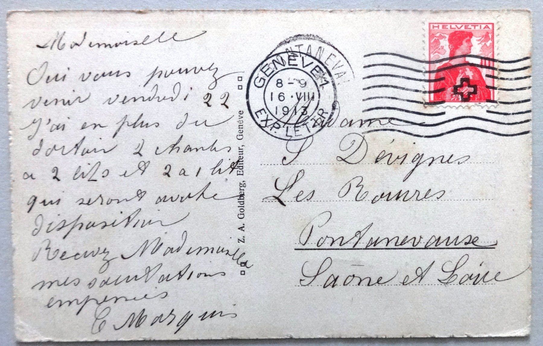 Cartoline postali: Genève - Vue générale – Usato da Fétigny venduto da Billy2miny 1
