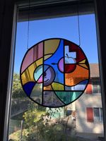 Glasbild rund buntes Motiv 