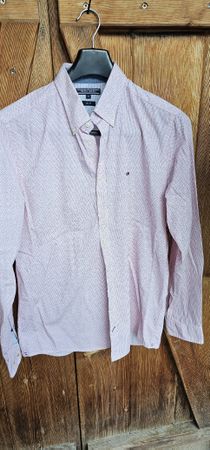 Tommy Hilfiger Hemd Slim Fit Gr. XL rosa weiss