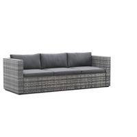 Rattan 3er Sofa mit Auflagen und Kissen