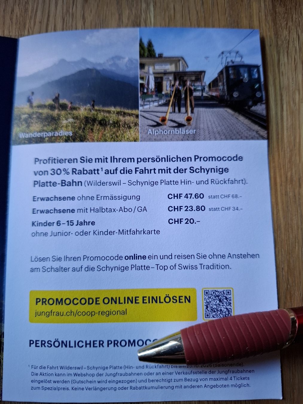 Gutscheine: Schynige Platte Bahn 30% Rabatt Gutschein – Neu (gemäss Beschreibung) aus Zuchwil von bvj_5t82 2