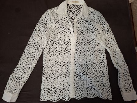 ONADO Hemdbluse Weiss Grösse S Spitze Häkeloptik