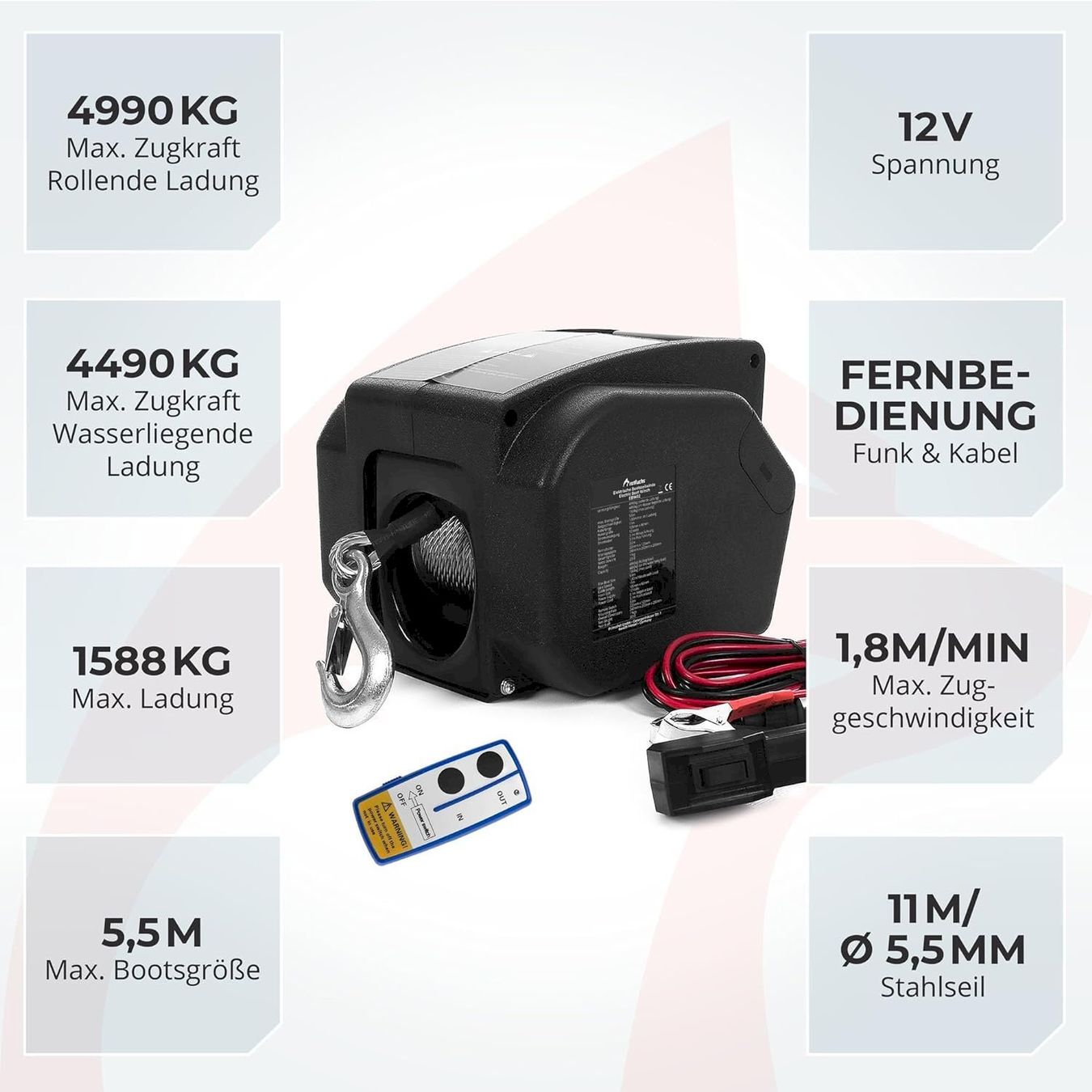 Argani forestali & Pinze posteriori : Elektrische Seilwinde 12V 4990Kg – Nuovo e nell'imballaggio originale da Bottighofen venduto da zaap 1