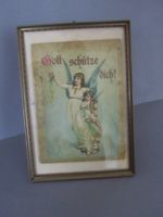 Antikes Bild mit Engel, gerahmt - "Gott schütze dich!"
