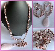 SALE STEINKETTE EDELSTEINKETTE ROSENQUARZ SWAROVSKI STYLE
