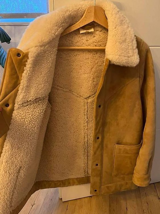 Veste En Peau Lainée Type Astrakan Pour Femme - Taille XL, Noir, Vintage, Mi-longue
