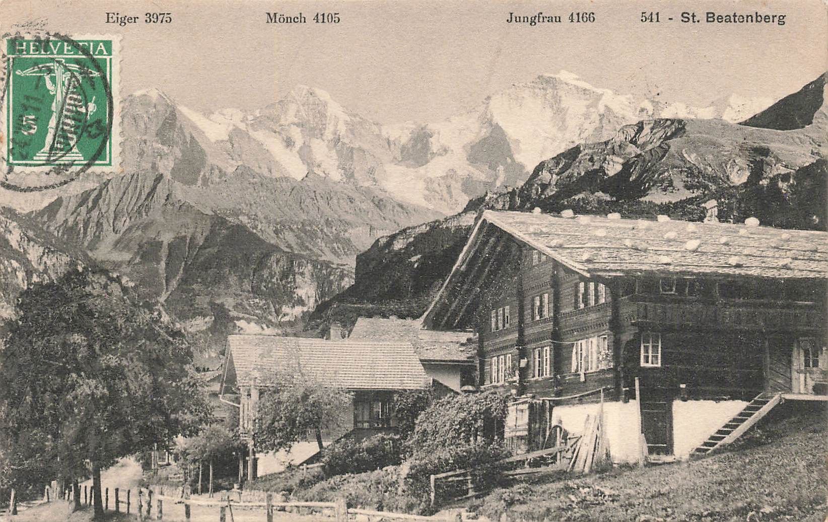 Cartoline postali: St. Beatenberg BE Eiger Mönch Jungfrau – Usato da Biasca venduto da Blenio71