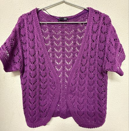 Bolero Strickjacke violett Marke Ellen Amber Grösse L