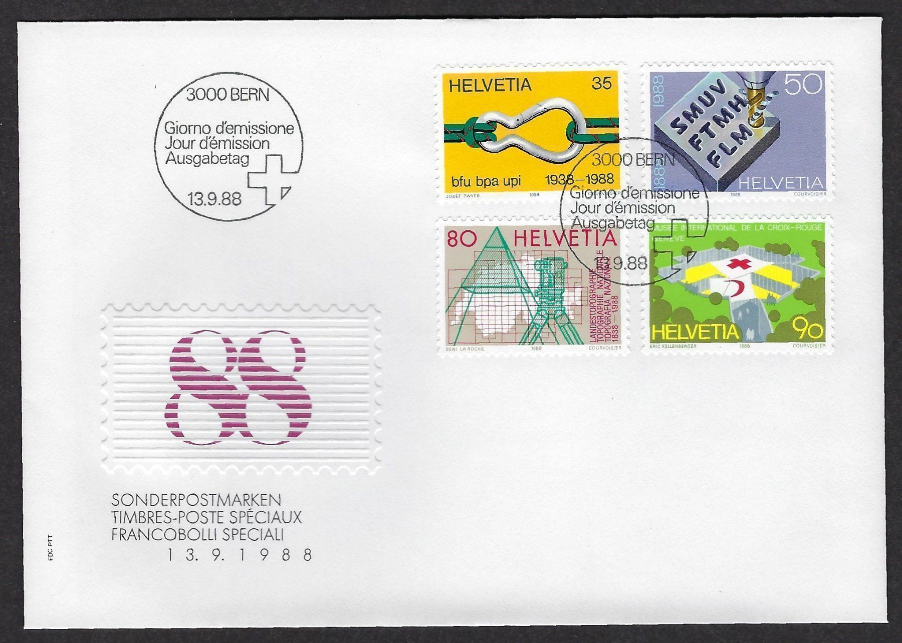 Alle Briefmarken: Sonderpostmarken 1988, Ersttagsbrief – Gebraucht aus Luzern von Einh0rn