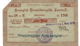 Braunschweig 10 Mark+Stempel LitE 01.11.1918 SS+-SS++