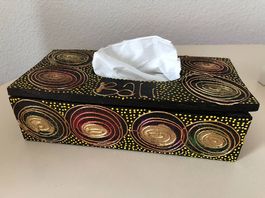 Schmuckholz Box Bali handbemalt neuwertig für Kleenex Tücher