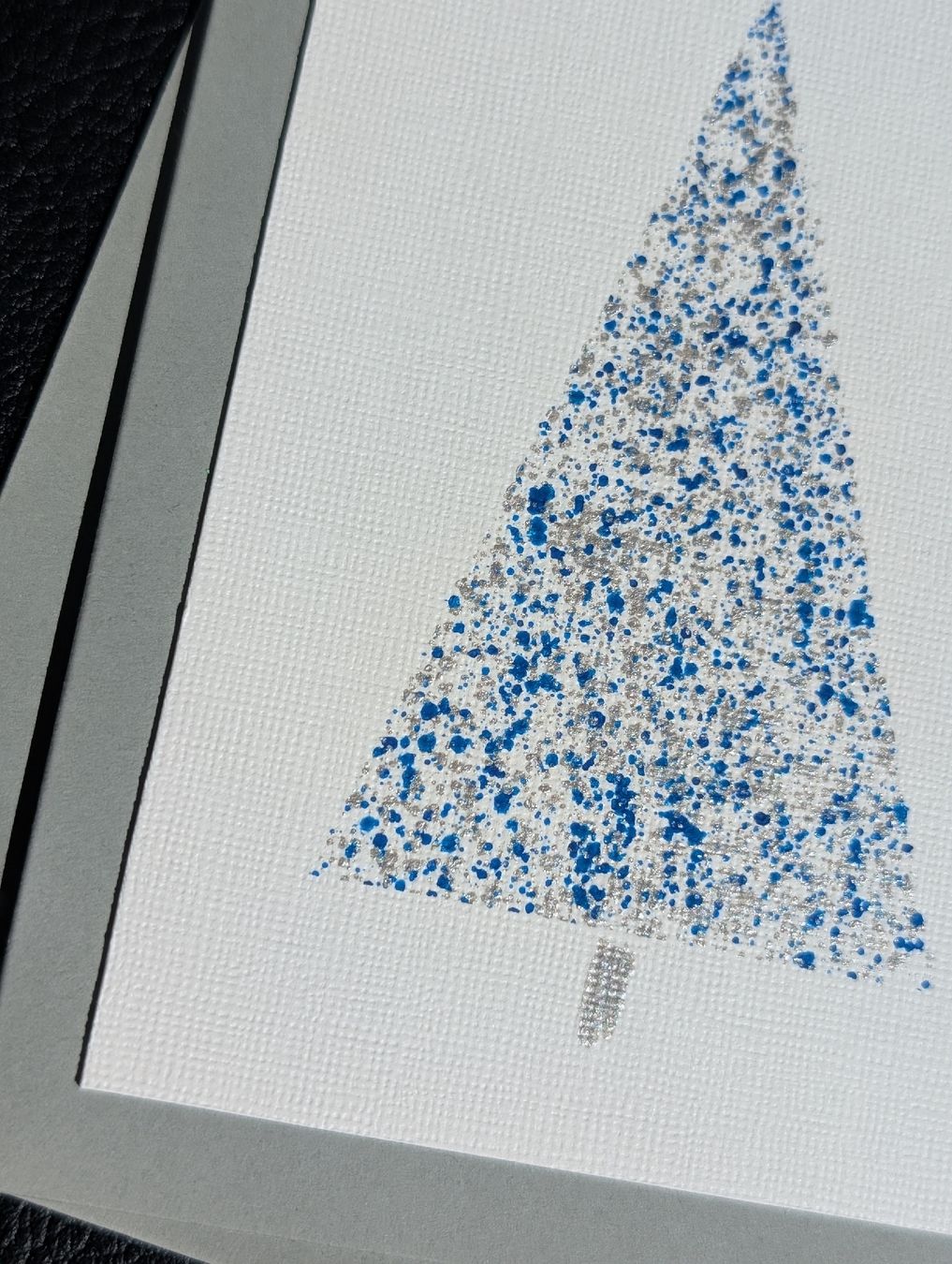 Karten: 2er Set Weihnachtskarten Handbemalt Tannenbaum Blau Silber – Neu und originalverpackt aus Winterthur von LaVieColor 6