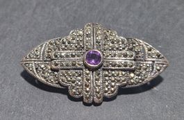 Brosche Silber 925 Amethyst & Markasiten