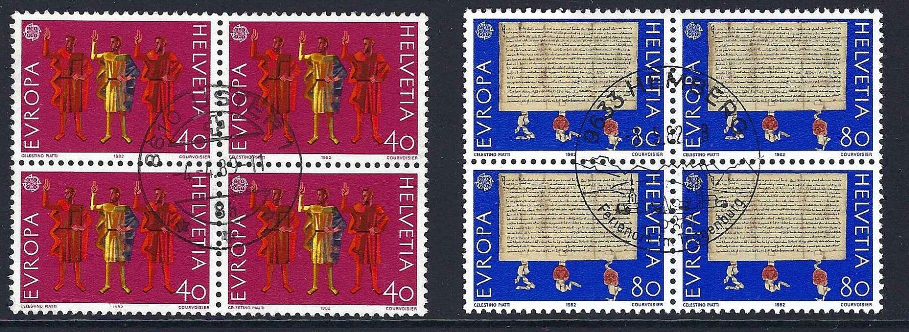 1982 kompletter Satz Europamarken 4er-Blocks 670-671 gest. ʘ (Gebraucht ...