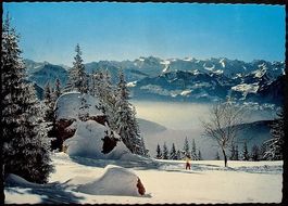 RIGI-KÄNZELI Skifahrer - Blick auf die Alpen