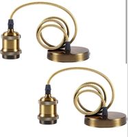 Ceiling Light Fitting 2 Pack E27 Vintage Style Antique Brass