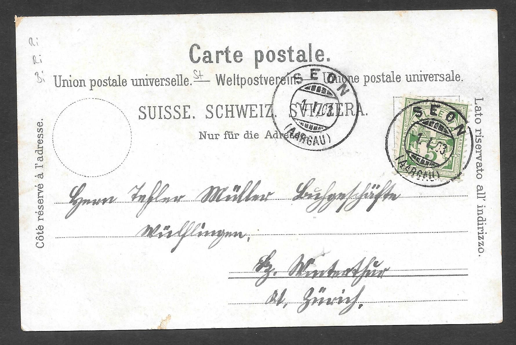 Cartoline postali: Seon Lithografie Bierbrauerei Eichenberger Scheffelhaus etc. – Usato da Olten venduto da clotaldi 1