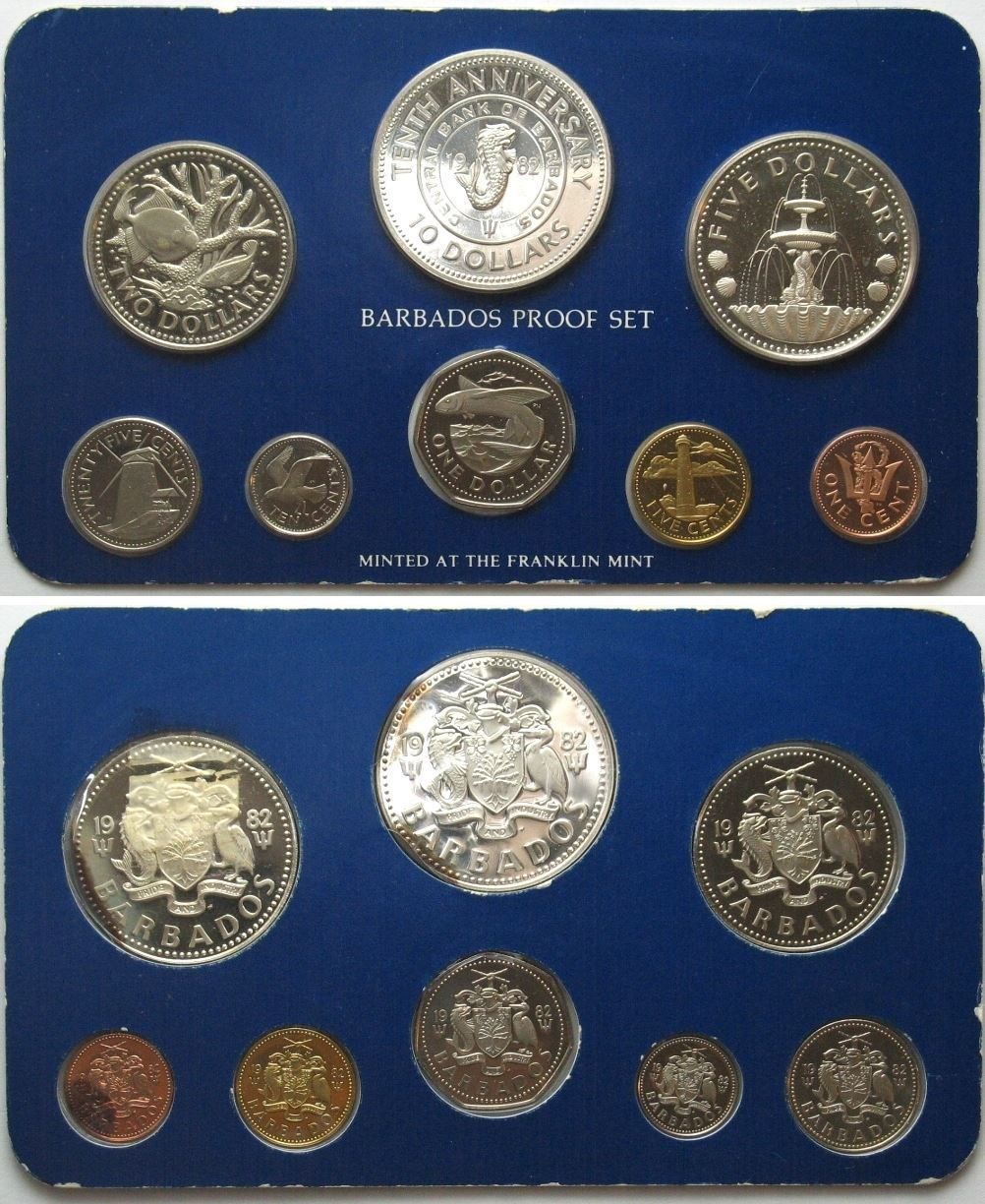 Tutti le monete: BARBADOS KMS 1982 PP mit Silber 843 Ex. – Usato da Riehen venduto da sesambestcoins2004