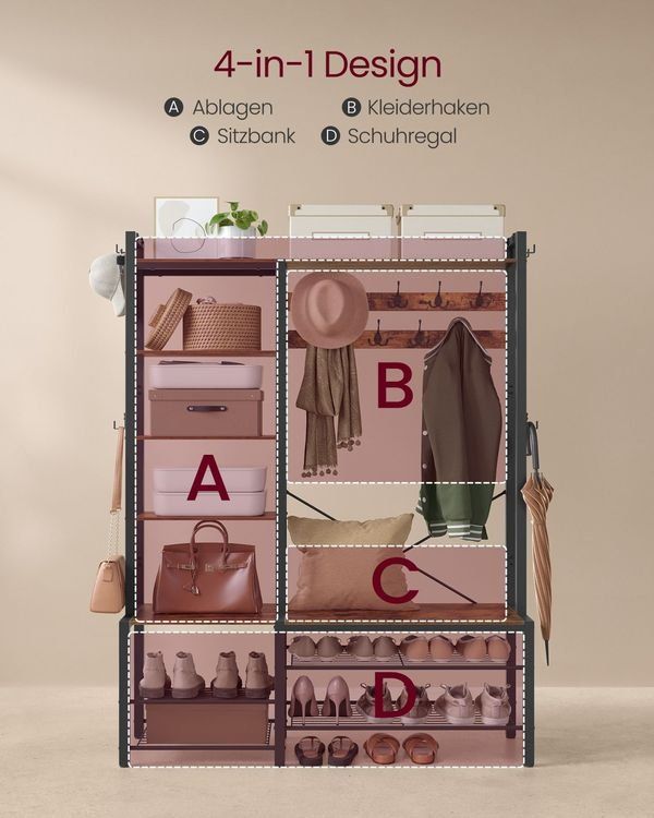 Garderobe: Garderobenständer mit Schuhbank 5 Ebenen 15 Haken ARKEL – Neu und originalverpackt aus Lachen SZ von MAMORU-MOEBEL 2