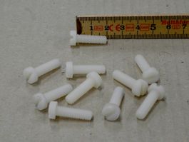 10 Stk. Kunststoff-Schrauben Nylon M6x20 weiss Schlitzkopf