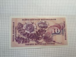 10.-Franken Note Schweiz ungefaltet