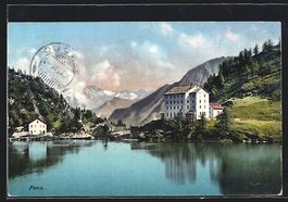 AK Piora, Ortspartie mit Ritomsee, 1914