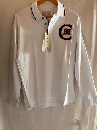 Poloshirt Langarm, CERRUTI 1881, Grösse L, Farbe Weiss