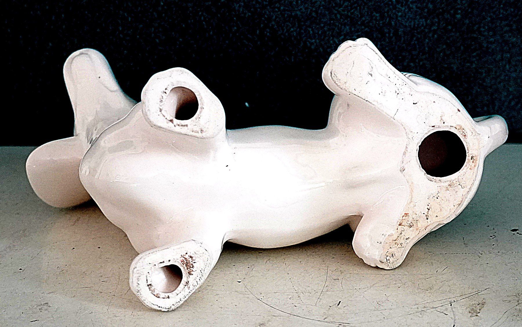 Figurines: Weisser Dacke mit Perlen Augen Steingut – D'occasion à Baar par 2cvbaar 3