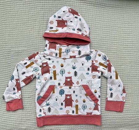 Gr.92/98, Pullover/Hoodie Waldtiere hellgrau, handmade