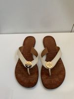 TORY BURCH: Helle Leder-Zehen-Sandale, 37