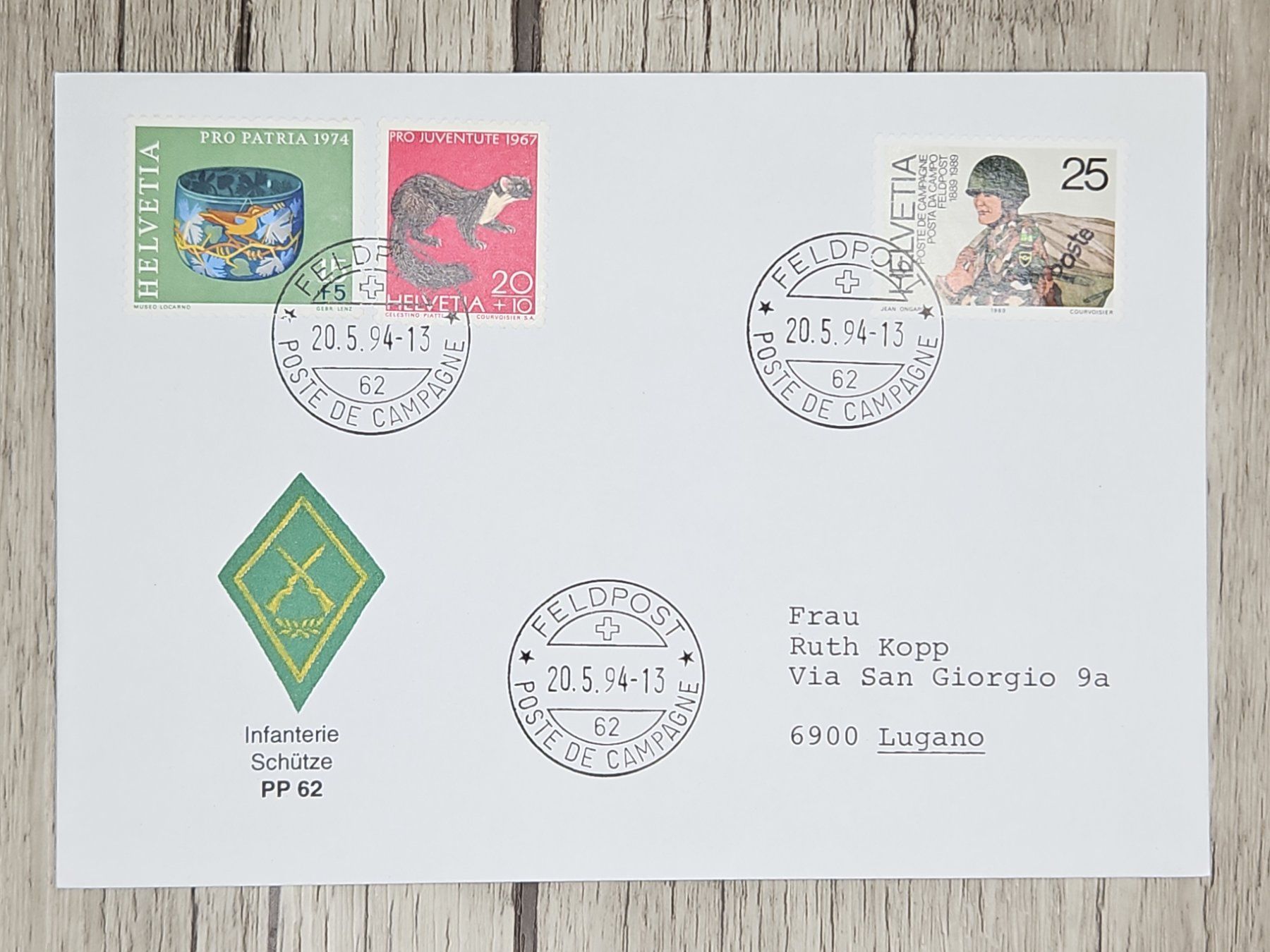 Tutti i francobolli: CL09 Enveloppe + Timbre Suisse 1994 – Usato da Cousset venduto da Patrick_Collections