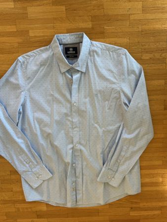 Lerro, chemise coton, bleue à petits motifs, taille XL