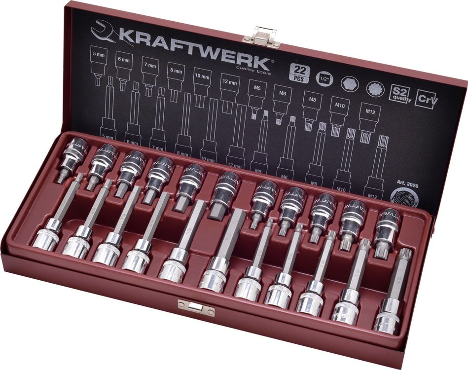 Kraftwerk 22-t. Innensechsk XZN-Bit-Stecknuss-Satz (Neu und