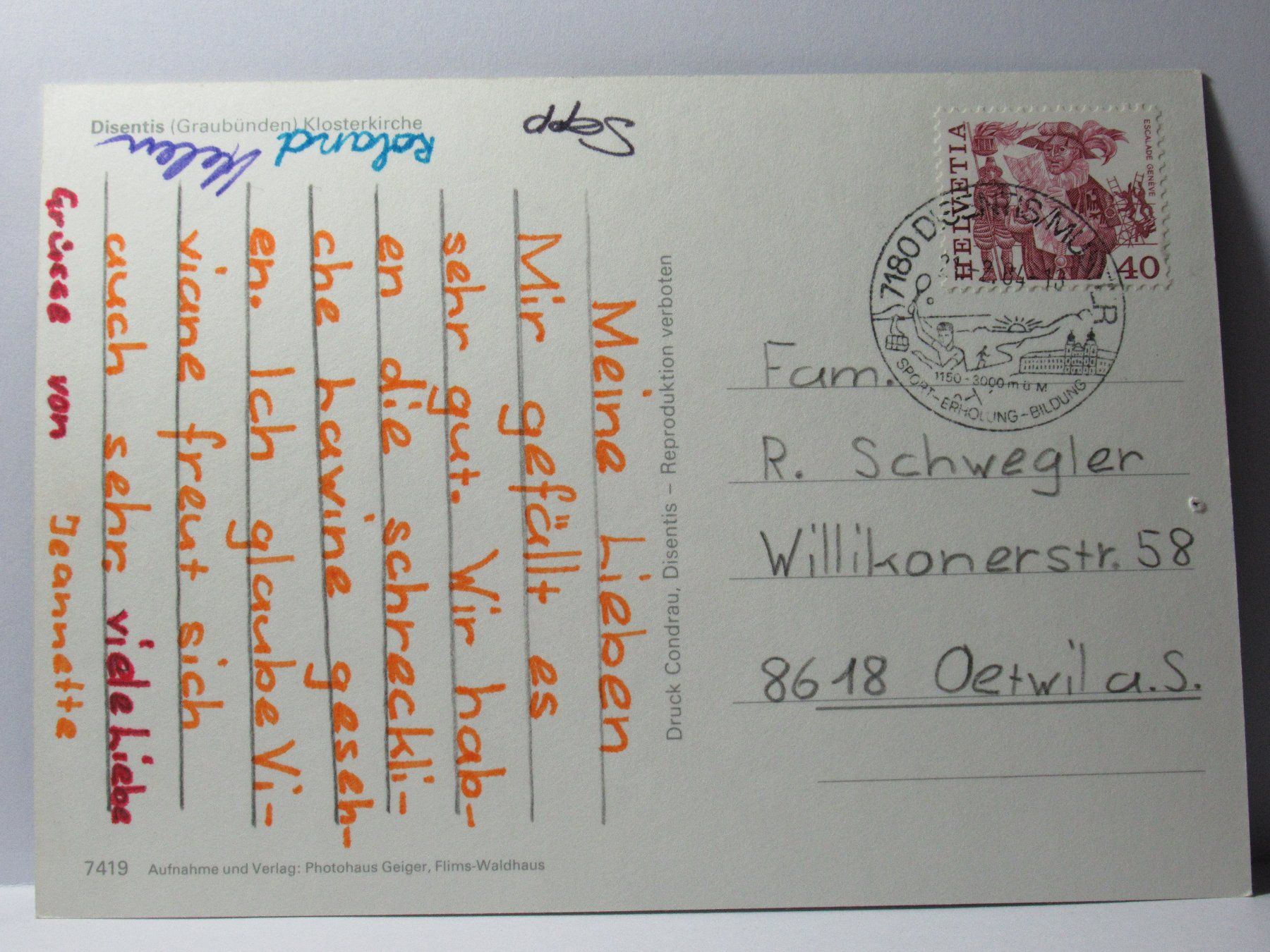 Cartoline postali: Disentis , Klosterkirche – Usato da Grenchen venduto da Bluemchen1900 1