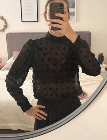 Zara Bluse schwarz mit Punktmuster Grösse S neuwertig