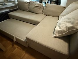 Modernes Ecksofa in Beige mit Longchair & Stauraum
