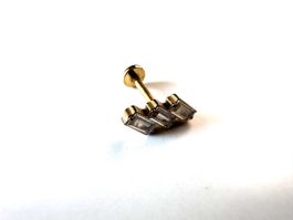 Gold Piercing Tragus Helix 3 Zirkonia Steine Stecker 1.2mm