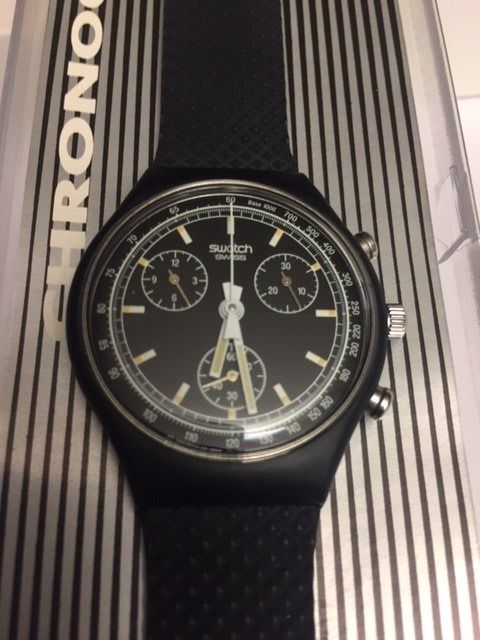 SWATCH CHRONO VARIANTE BICOLORE BLACK FRIDAY SCB 100 NEUVE