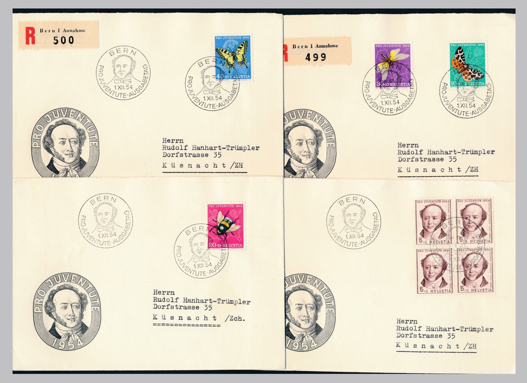 Alle Briefmarken: PJ FDC 1954 – Gebraucht aus Bonau von Profila3