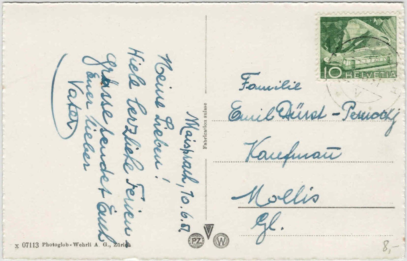 Cartoline postali: BL 43 Bad Maisprach 1951 – Usato da Fribourg venduto da philafri 1