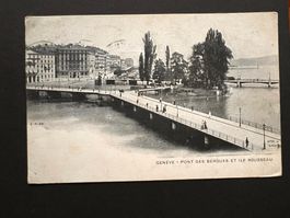Postkarte Genf mit Pont des Bergues 1904 (P353)