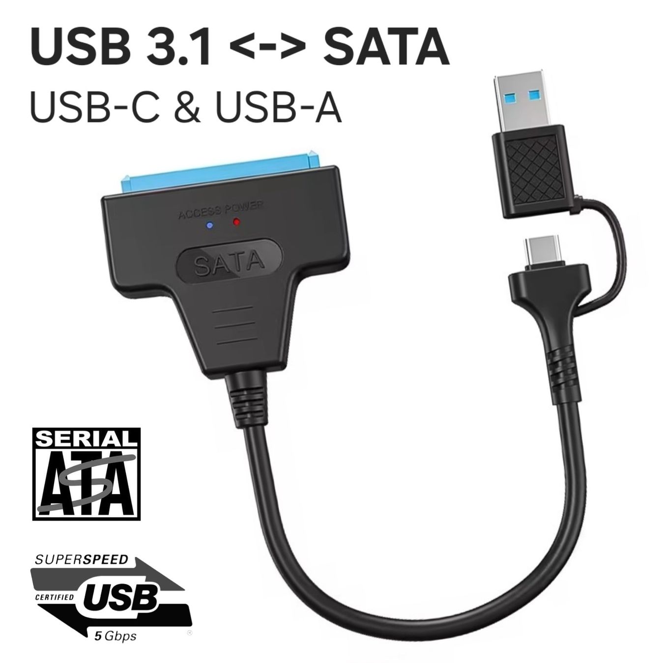 Dischi rigidi: 2,5" SATA 3 zu USB 3.1 Adapter / USB-C & USB-A – Nuovo e nell'imballaggio originale da Uster venduto da -FPS-
