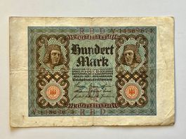Alte 100 Mark Reichsbanknote von 1920