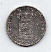 (436) Holland, 2,5 Gulden 1865, ss-vz, Silber