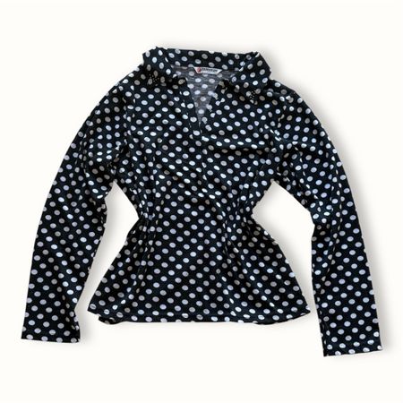 Schwarze Polka Dot Bluse