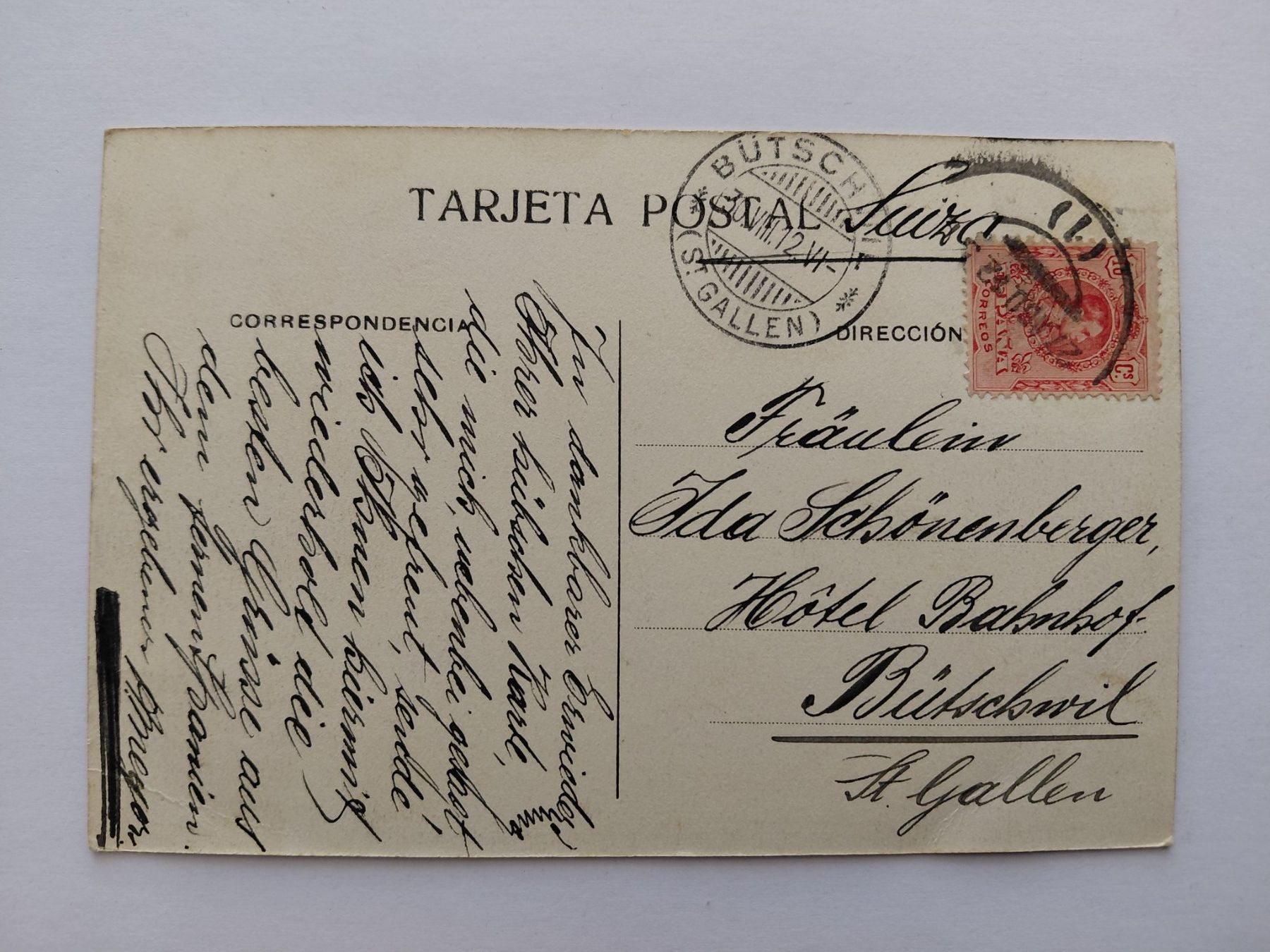 Ansichtskarten: Ansichtskarte Madrid Spanien gelaufen 1912 – Gebraucht aus Wattwil von yburgler 1